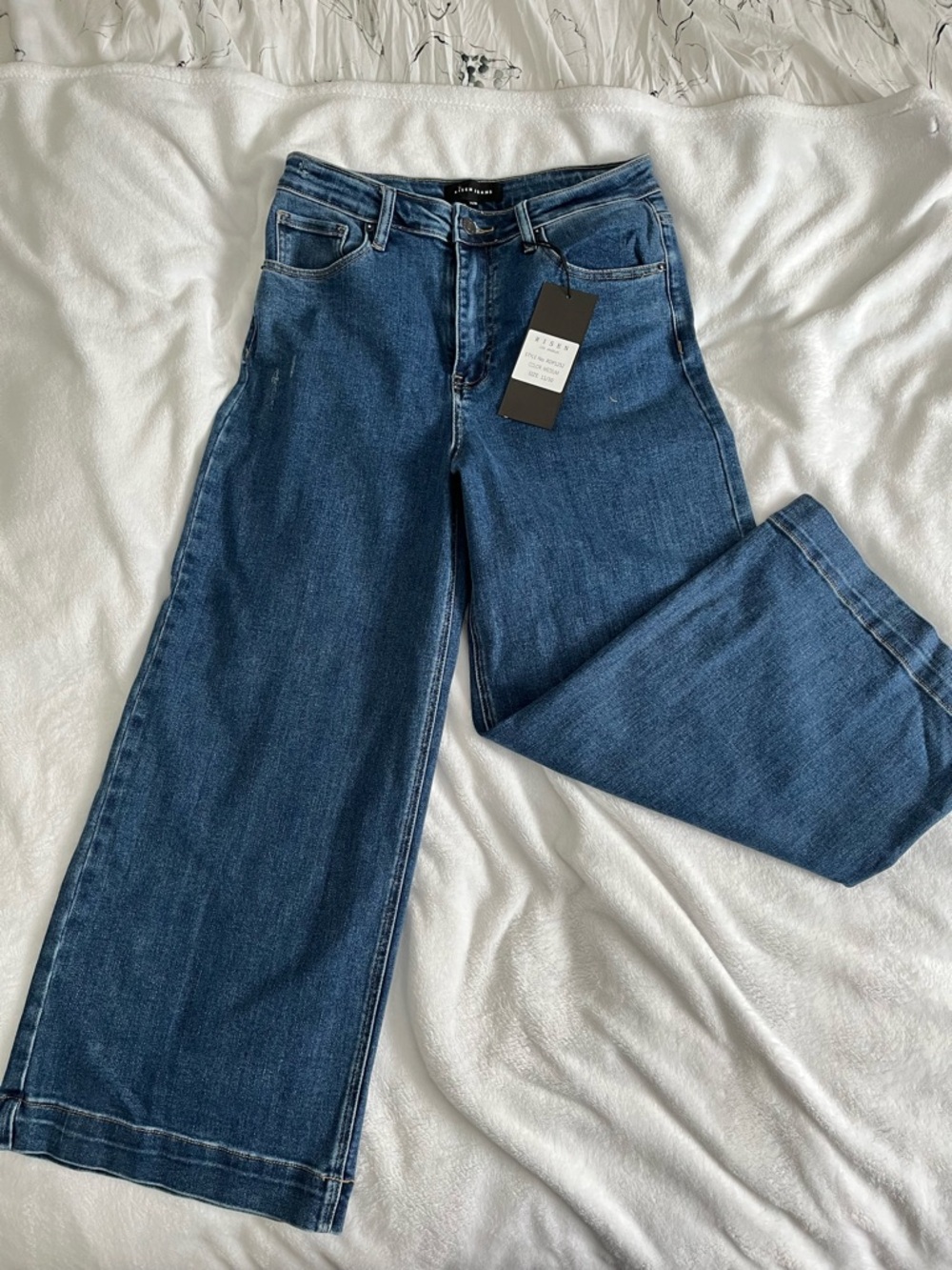 Risen Wide Leg Jeans - Dark Blue